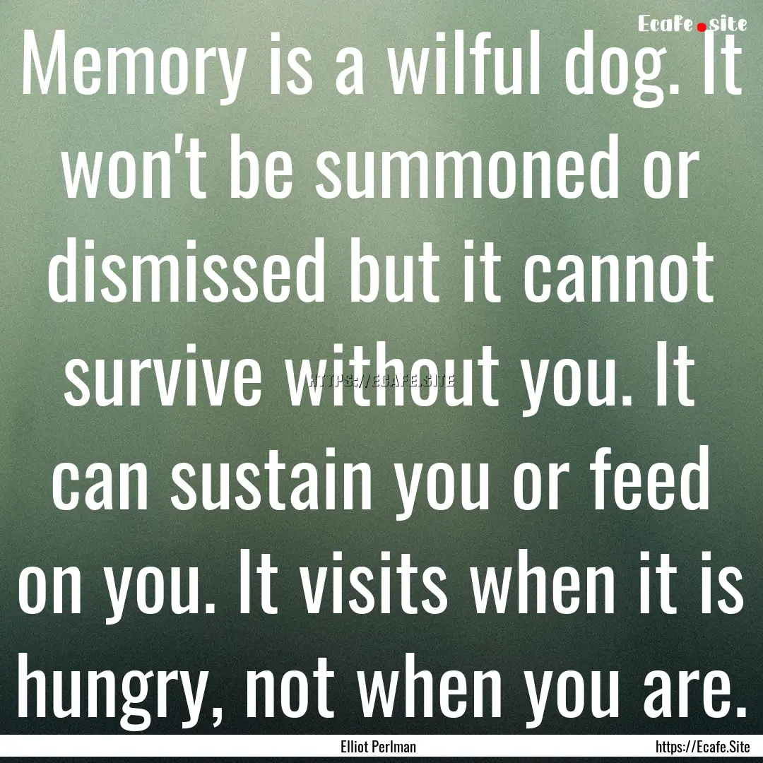 Memory is a wilful dog. It won't be summoned.... : Quote by Elliot Perlman