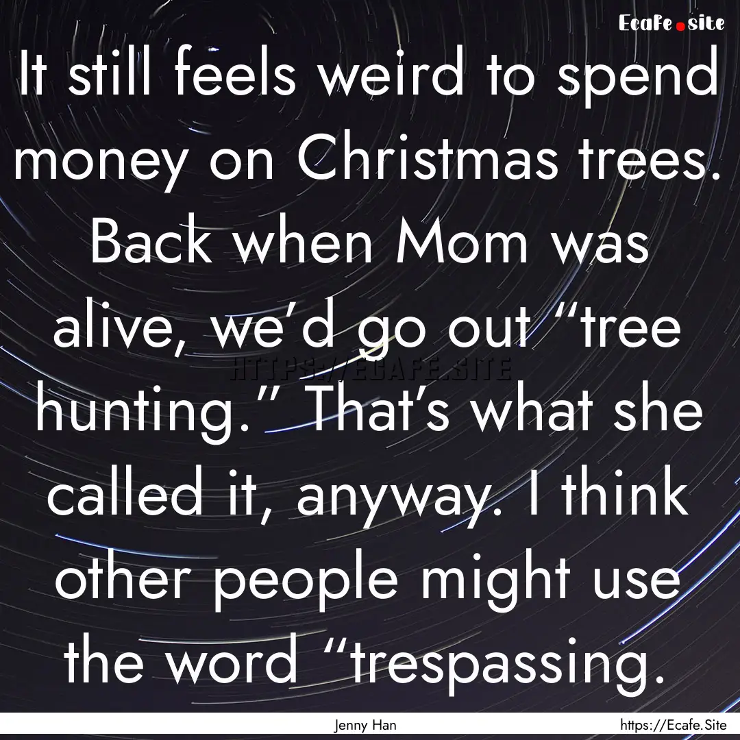 It still feels weird to spend money on Christmas.... : Quote by Jenny Han