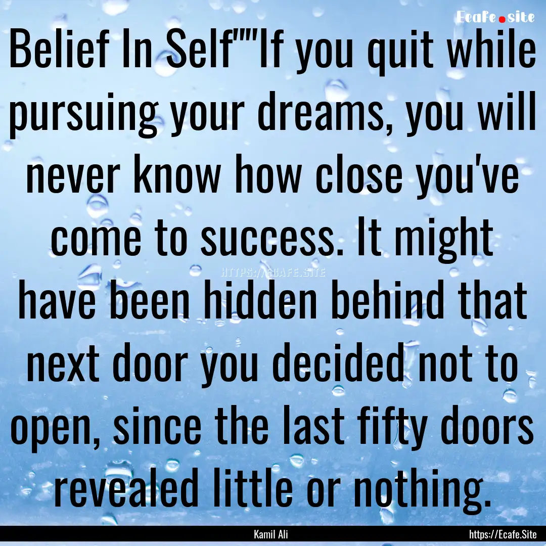 Belief In Self