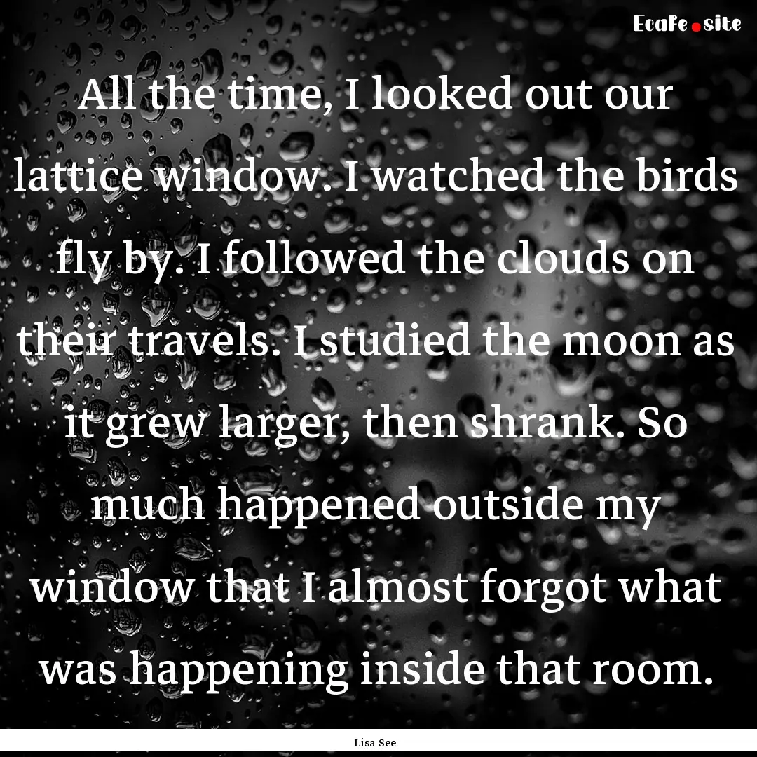 All the time, I looked out our lattice window..... : Quote by Lisa See