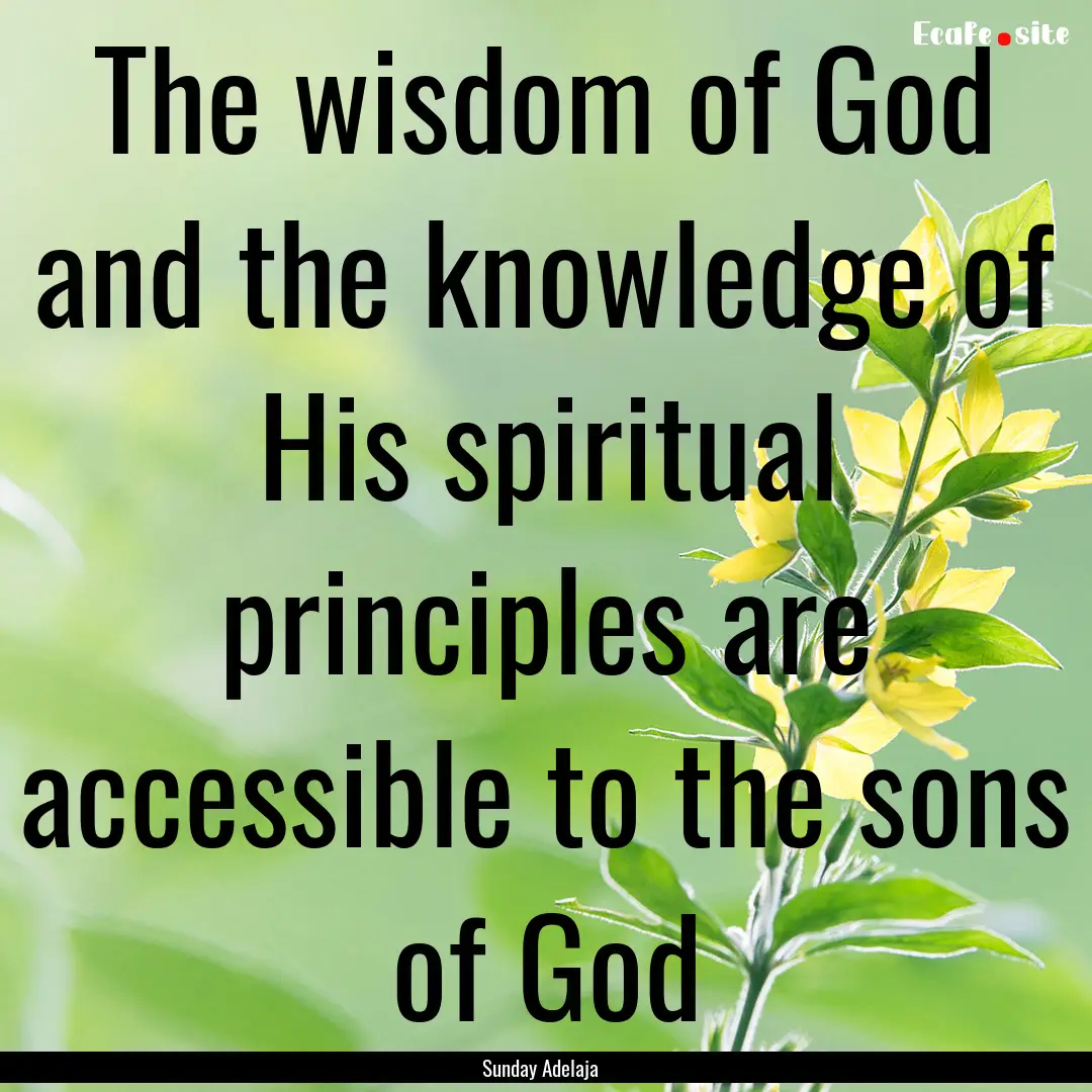 The wisdom of God and the knowledge of His.... : Quote by Sunday Adelaja