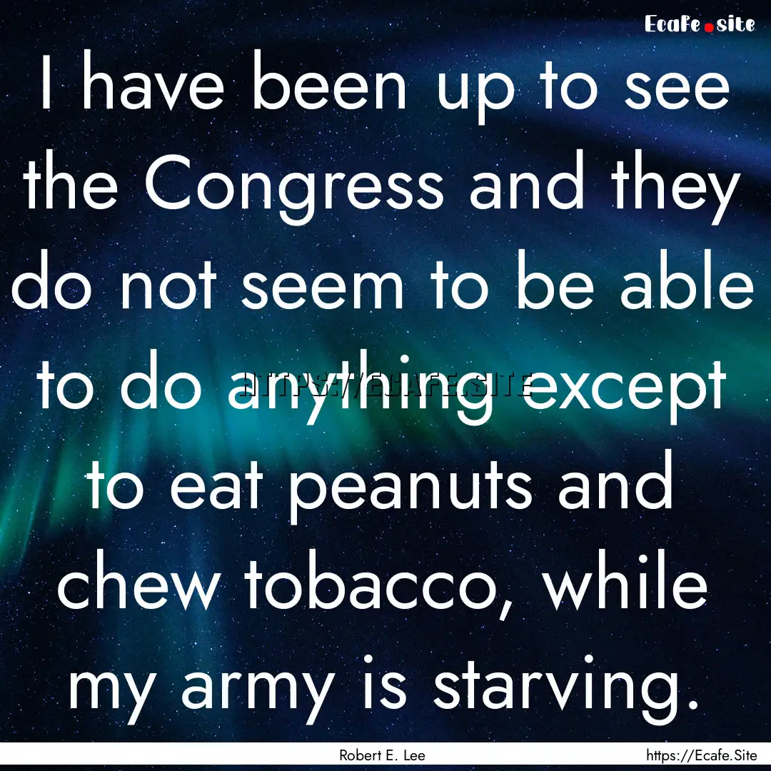 I have been up to see the Congress and they.... : Quote by Robert E. Lee