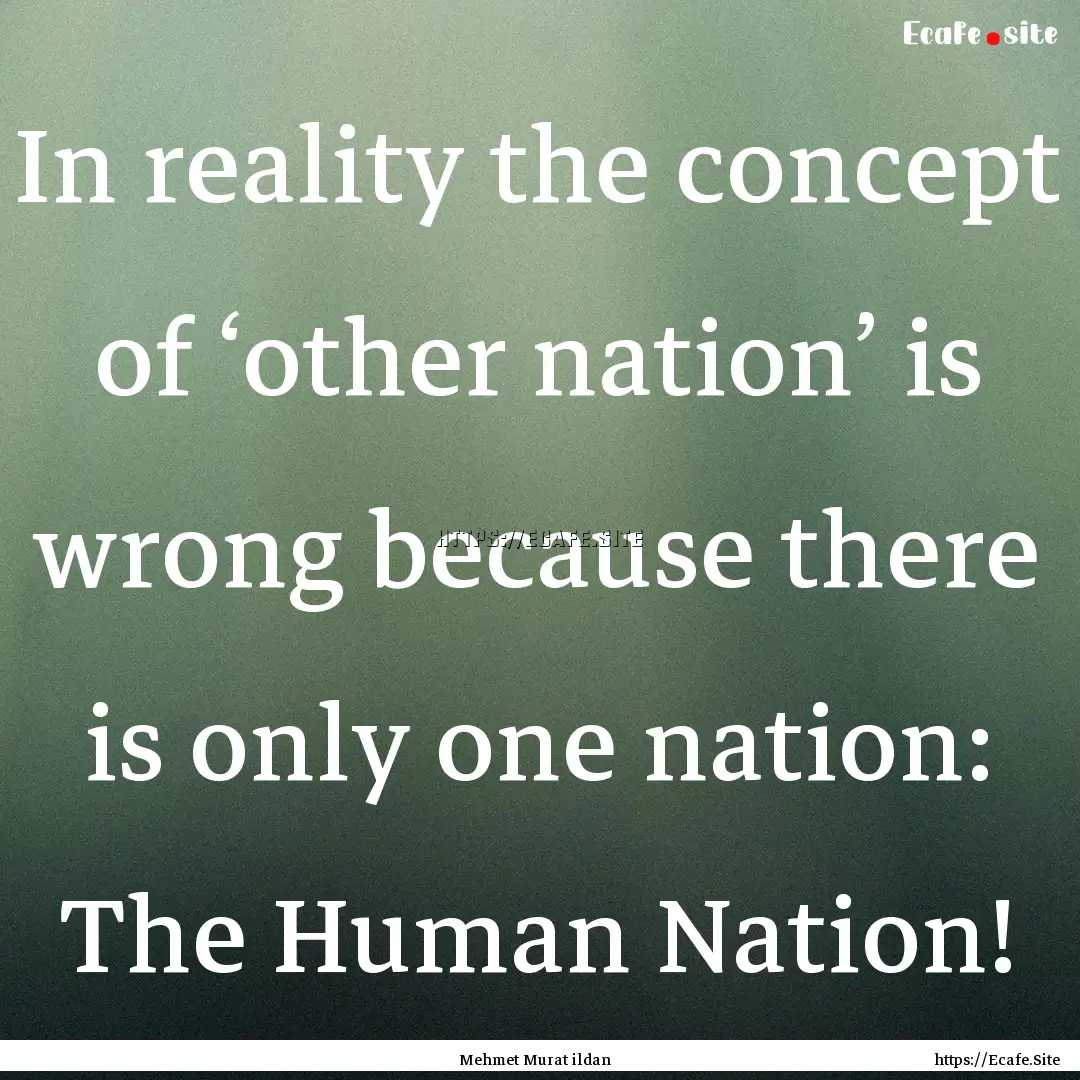 In reality the concept of ‘other nation’.... : Quote by Mehmet Murat ildan