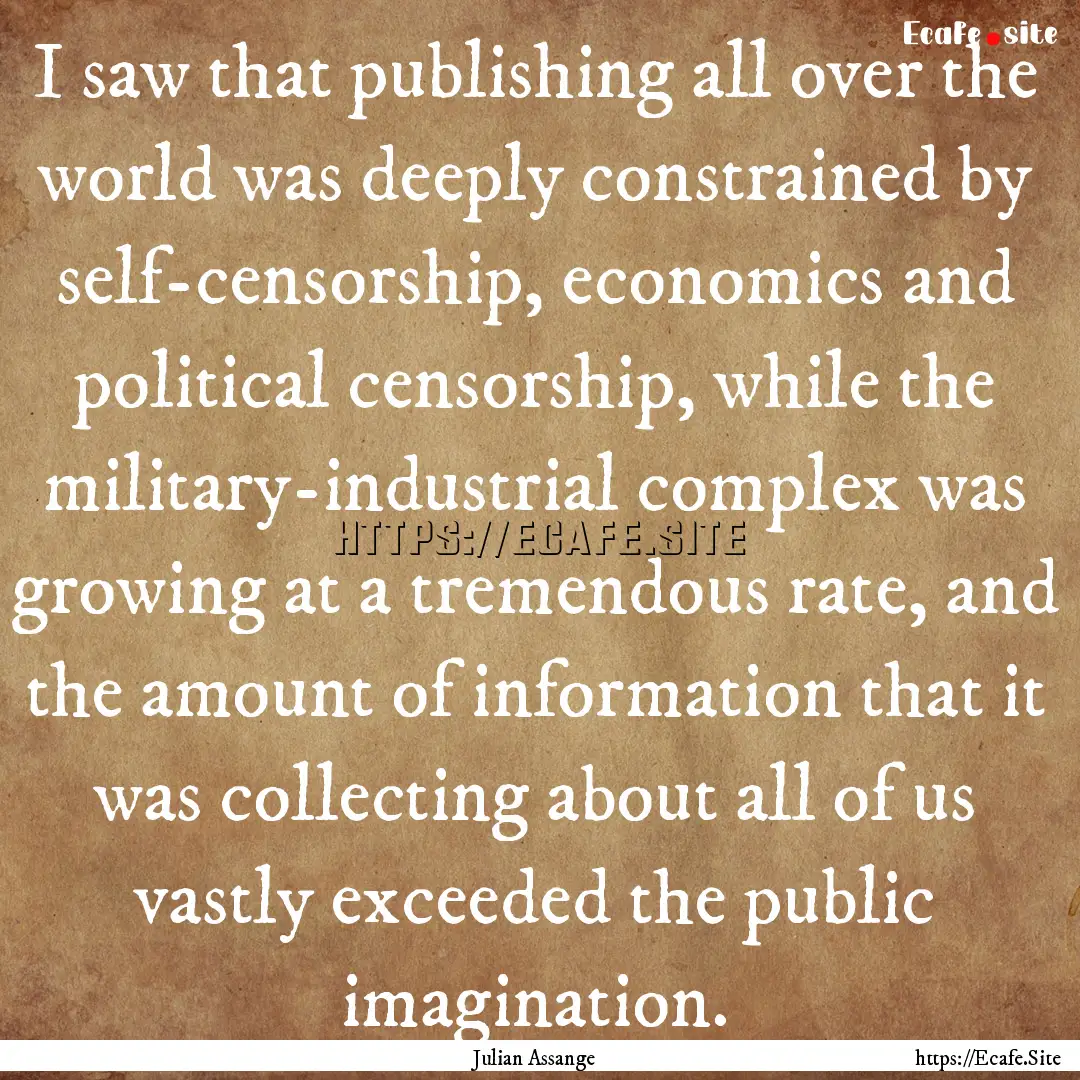 I saw that publishing all over the world.... : Quote by Julian Assange