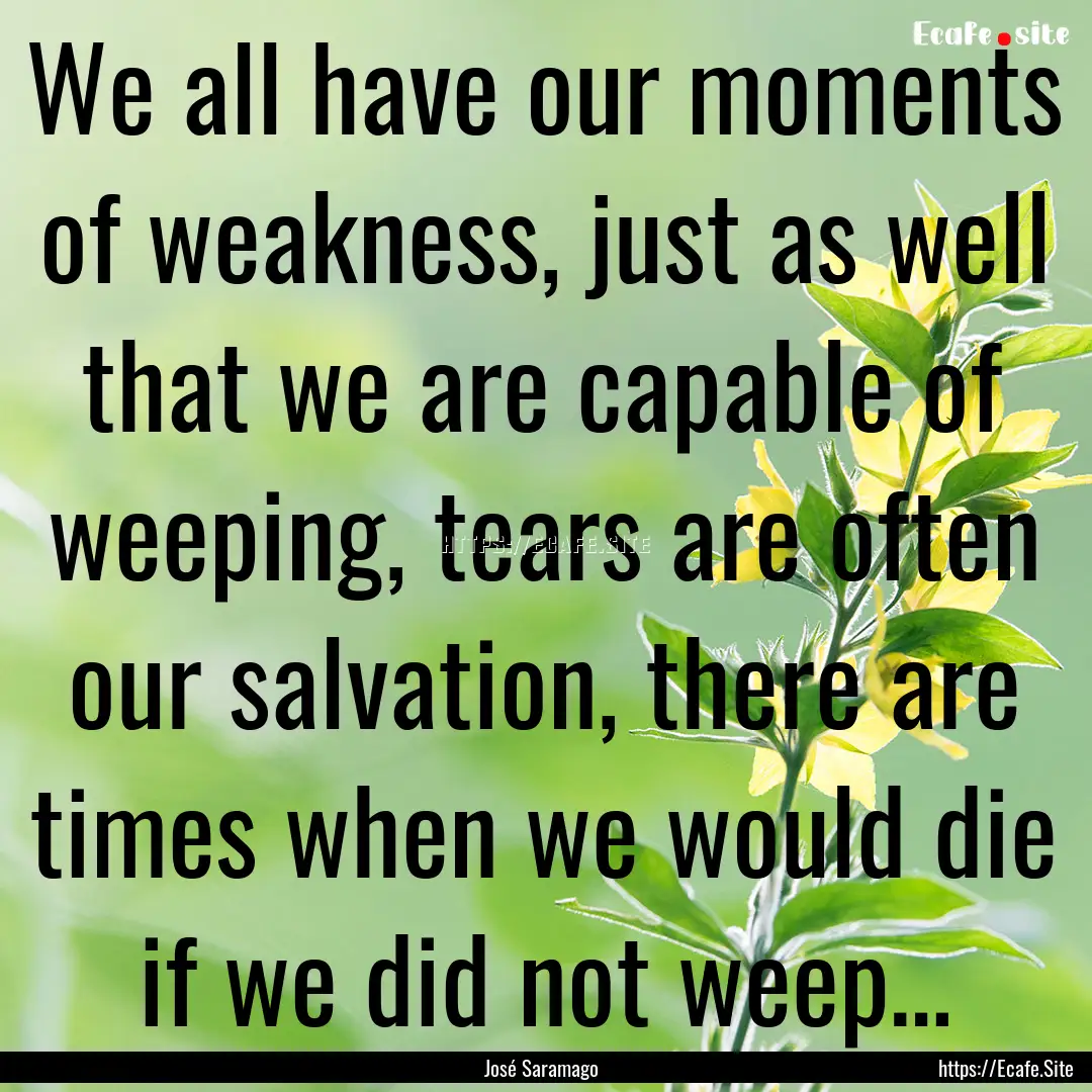 We all have our moments of weakness, just.... : Quote by José Saramago