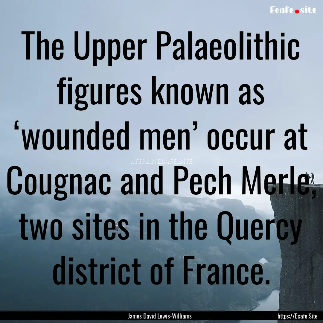 The Upper Palaeolithic figures known as ‘wounded.... : Quote by James David Lewis-Williams