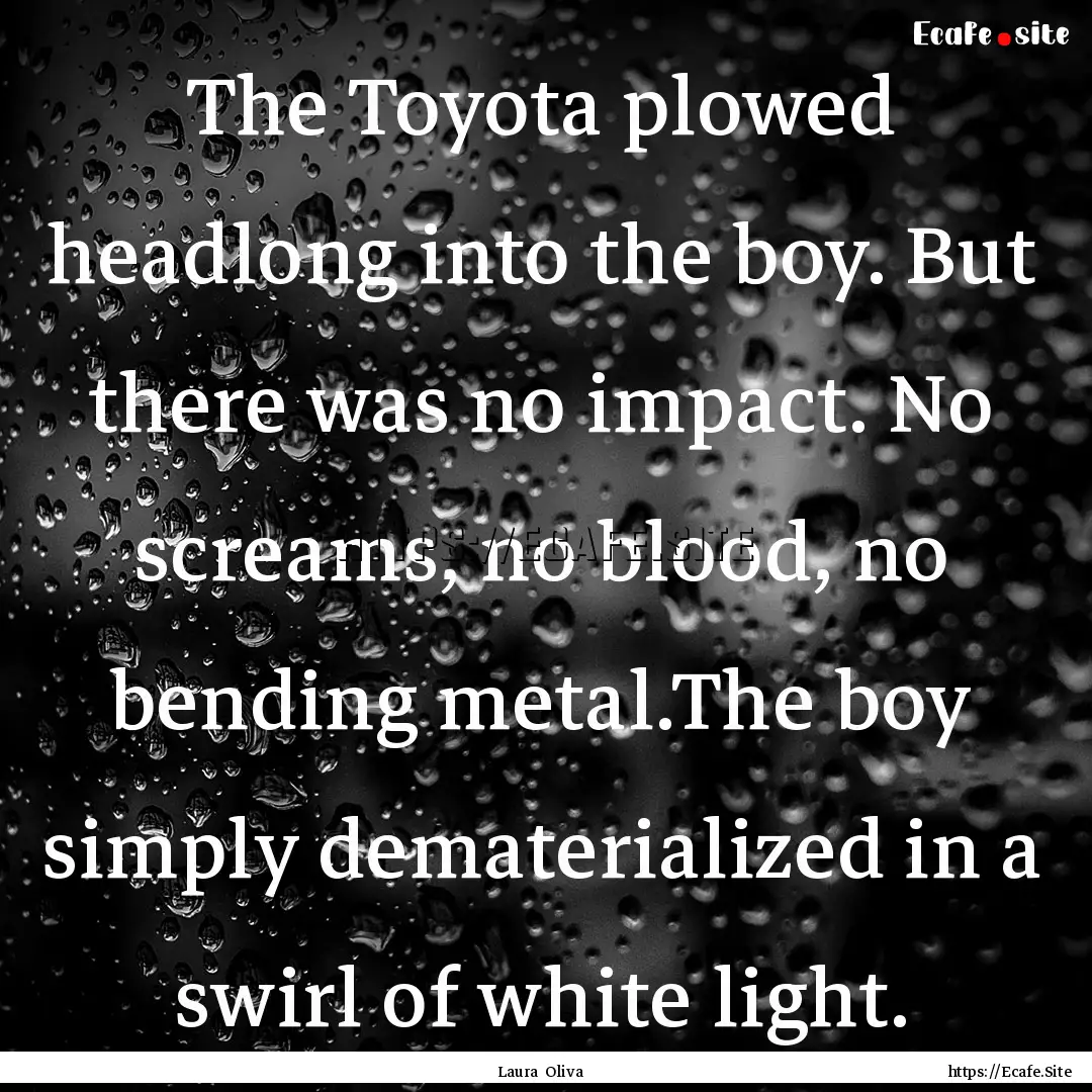 The Toyota plowed headlong into the boy..... : Quote by Laura Oliva