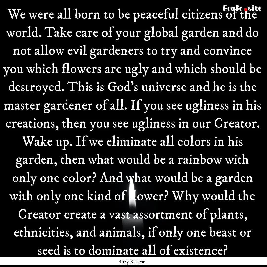 We were all born to be peaceful citizens.... : Quote by Suzy Kassem