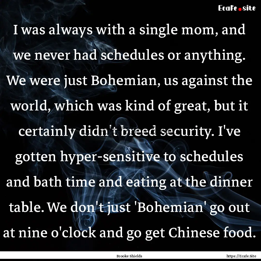 I was always with a single mom, and we never.... : Quote by Brooke Shields