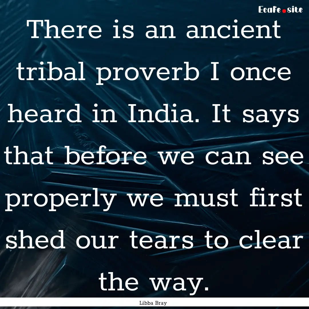 There is an ancient tribal proverb I once.... : Quote by Libba Bray