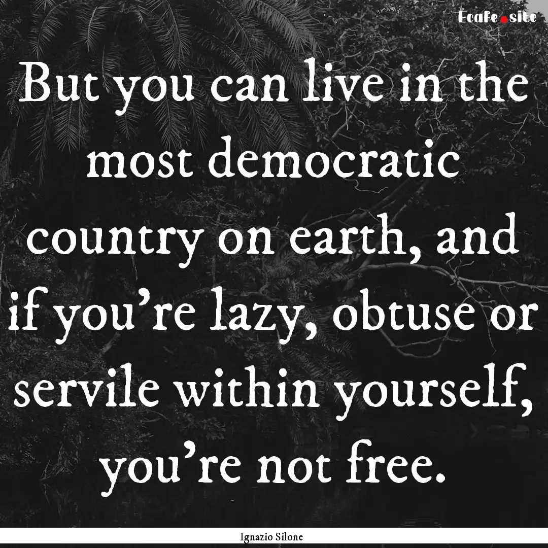 But you can live in the most democratic country.... : Quote by Ignazio Silone