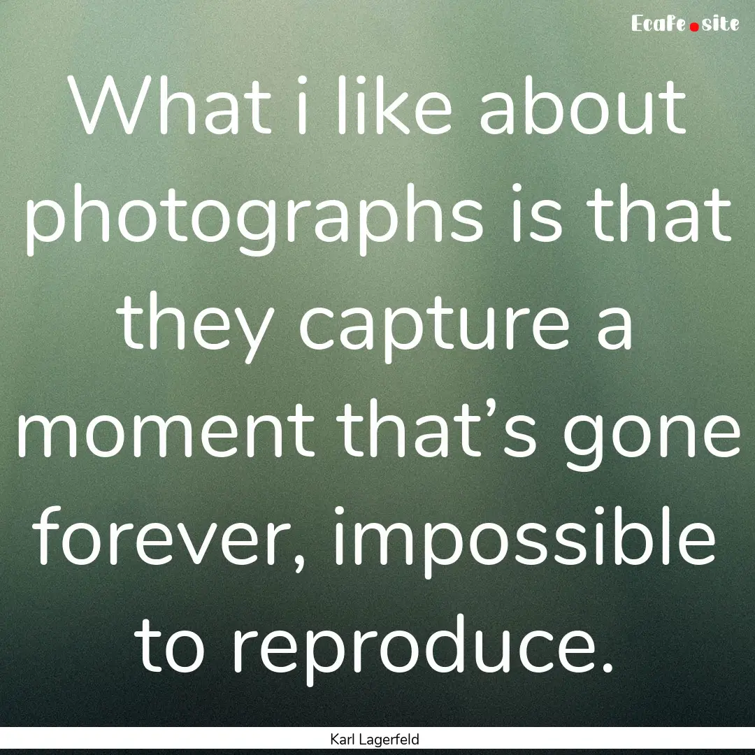 What i like about photographs is that they.... : Quote by Karl Lagerfeld