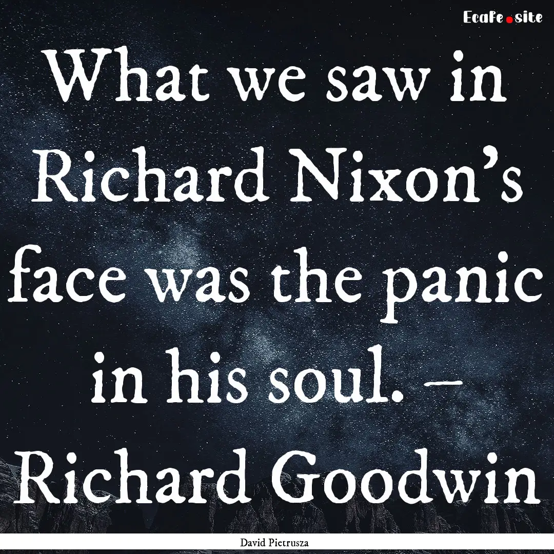 What we saw in Richard Nixon's face was the.... : Quote by David Pietrusza