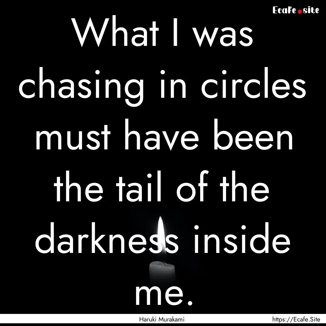 What I was chasing in circles must have been.... : Quote by Haruki Murakami