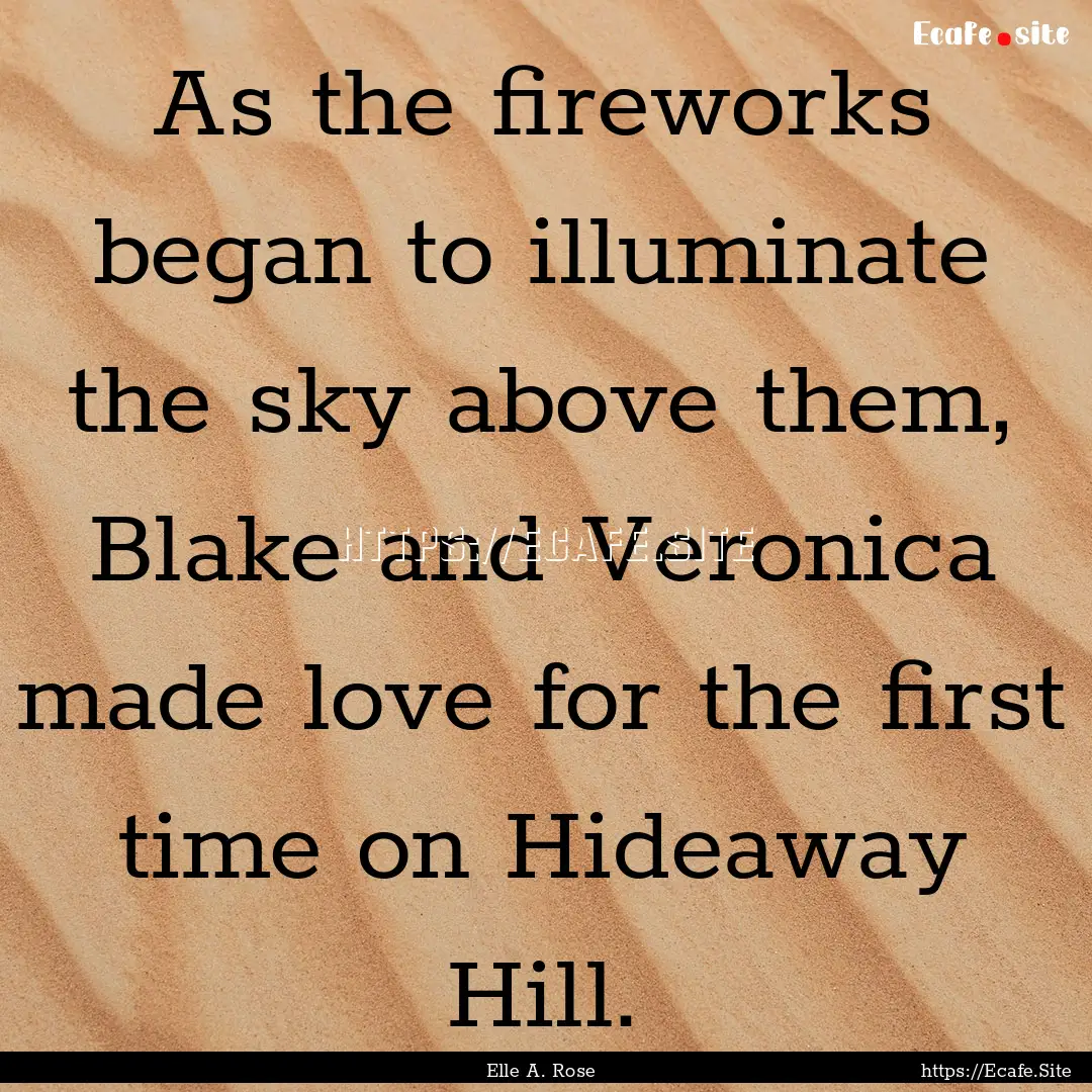 As the fireworks began to illuminate the.... : Quote by Elle A. Rose