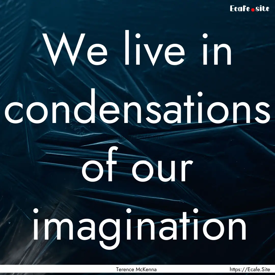 We live in condensations of our imagination.... : Quote by Terence McKenna