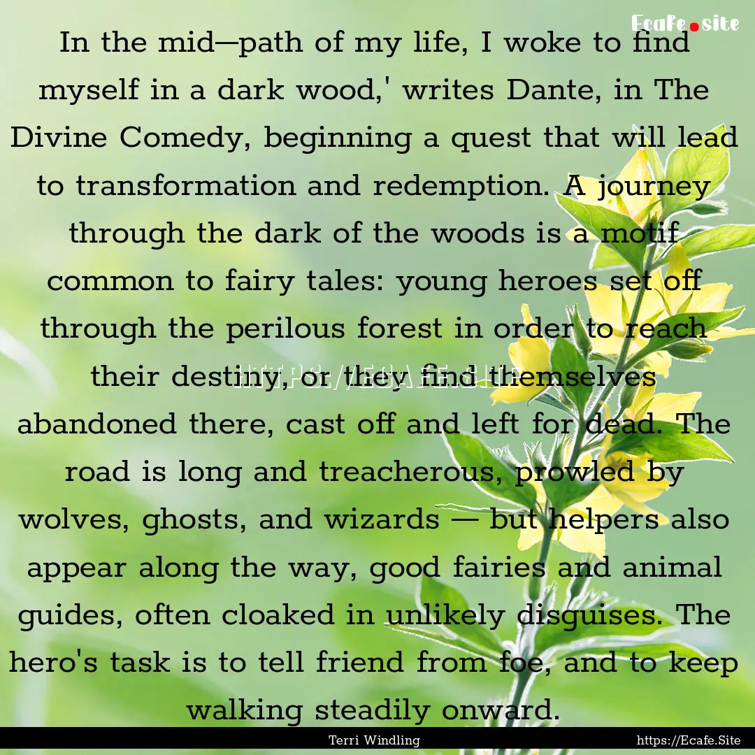 In the mid–path of my life, I woke to find.... : Quote by Terri Windling