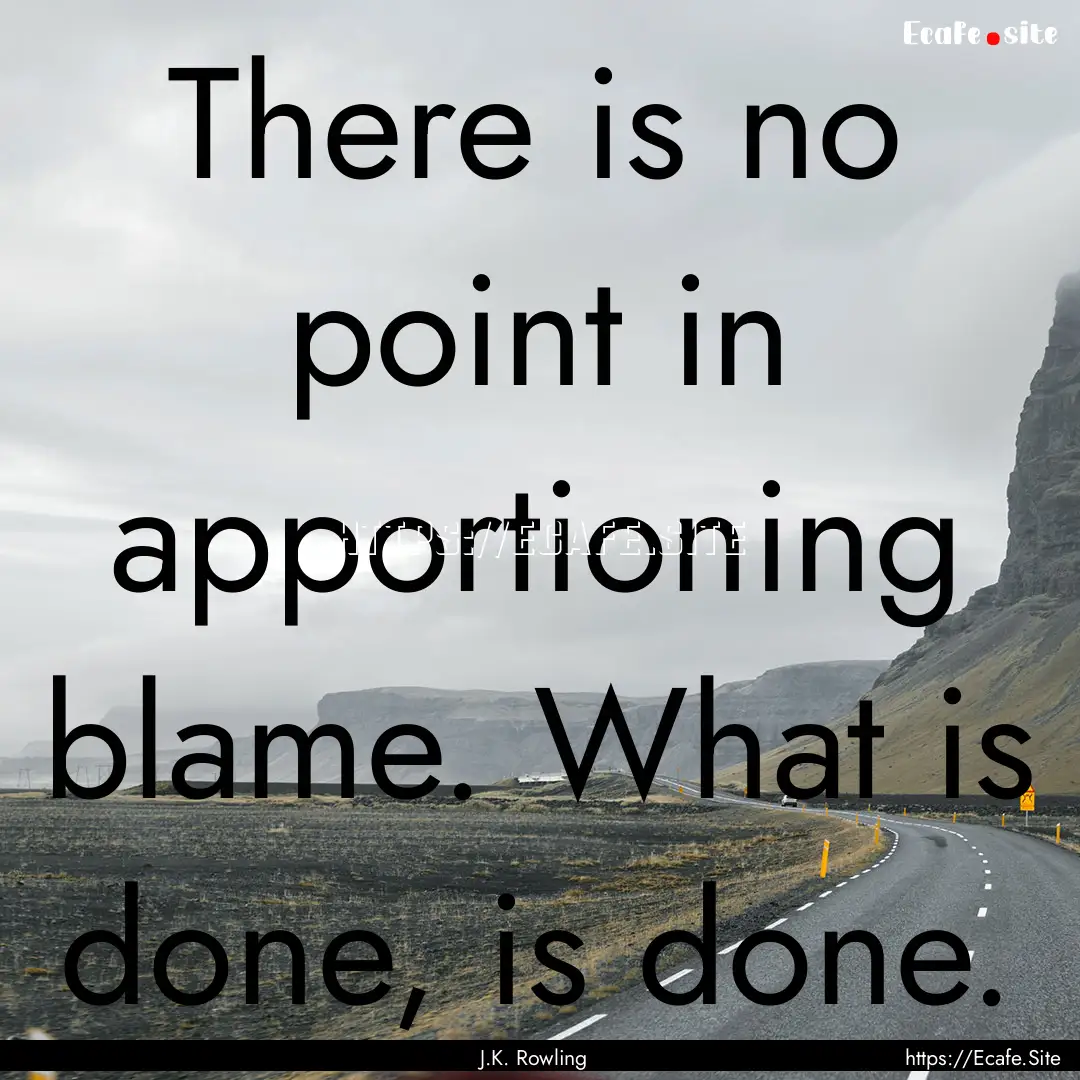 There is no point in apportioning blame..... : Quote by J.K. Rowling