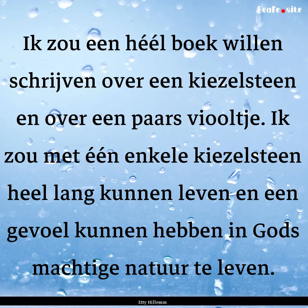 Ik zou een héél boek willen schrijven over.... : Quote by Etty Hillesum