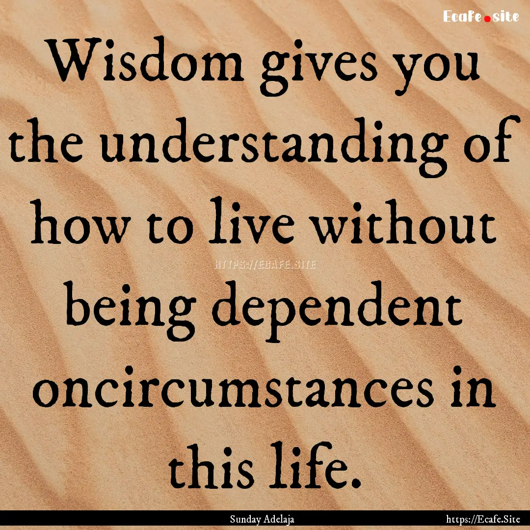 Wisdom gives you the understanding of how.... : Quote by Sunday Adelaja