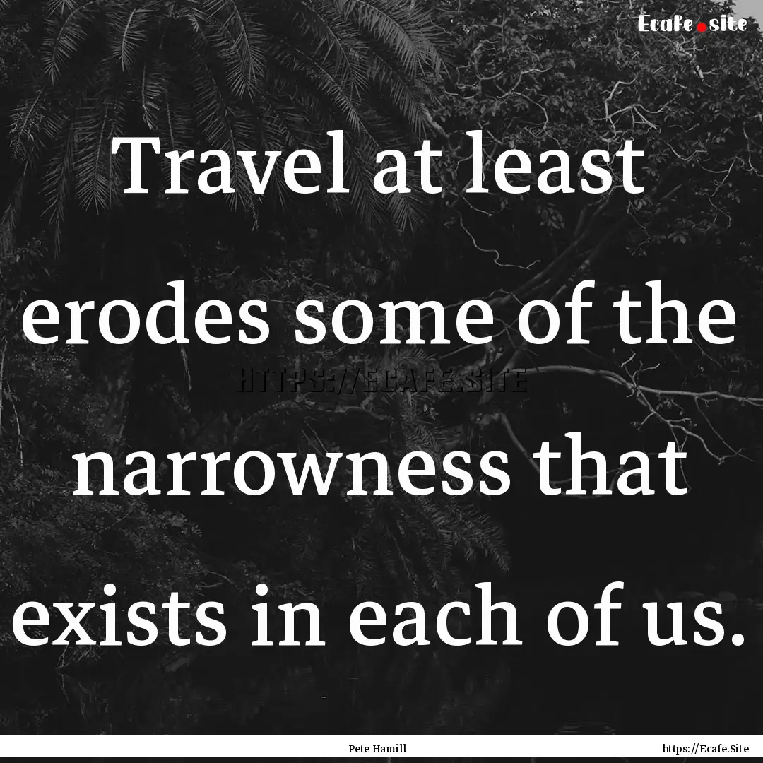 Travel at least erodes some of the narrowness.... : Quote by Pete Hamill