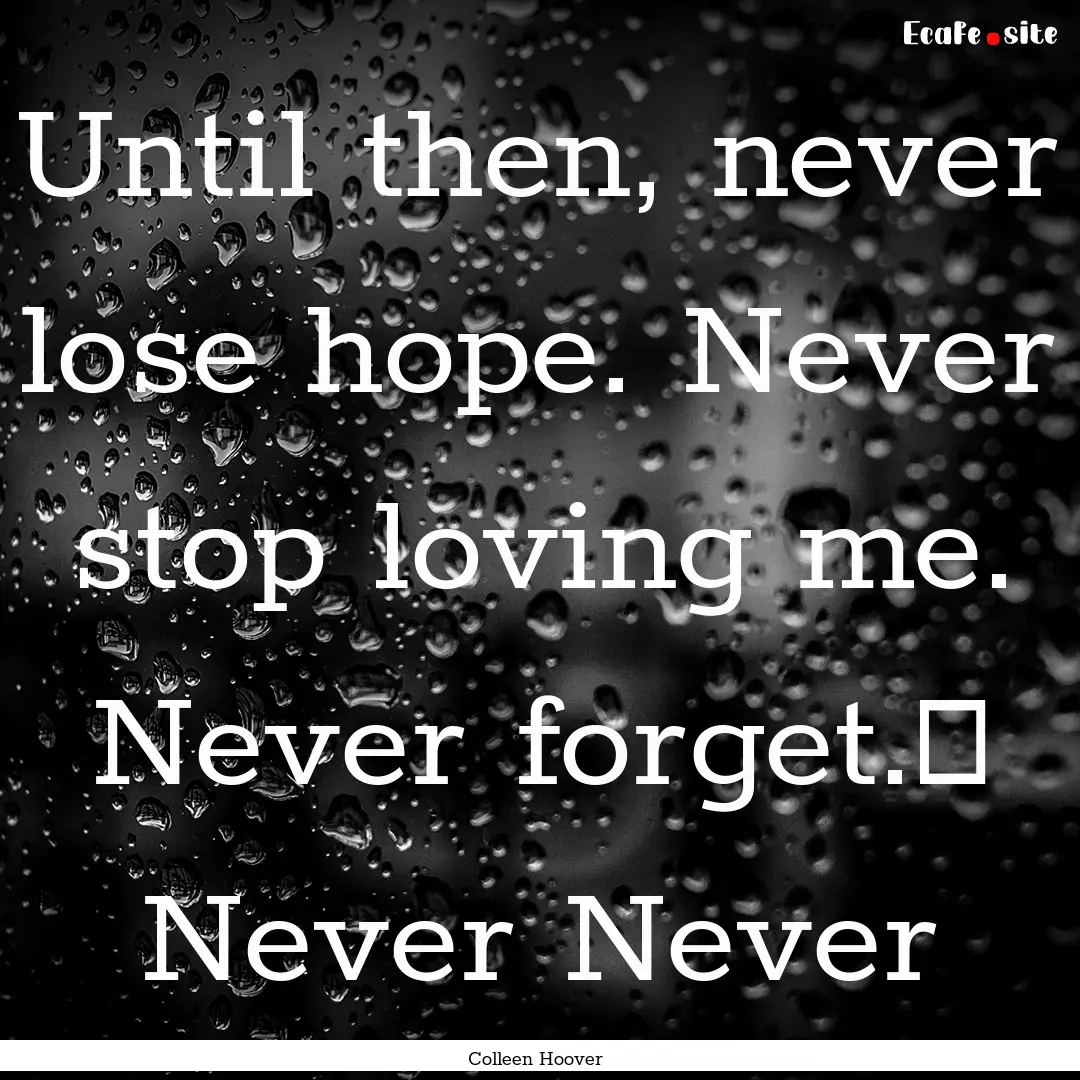 Until then, never lose hope. Never stop loving.... : Quote by Colleen Hoover