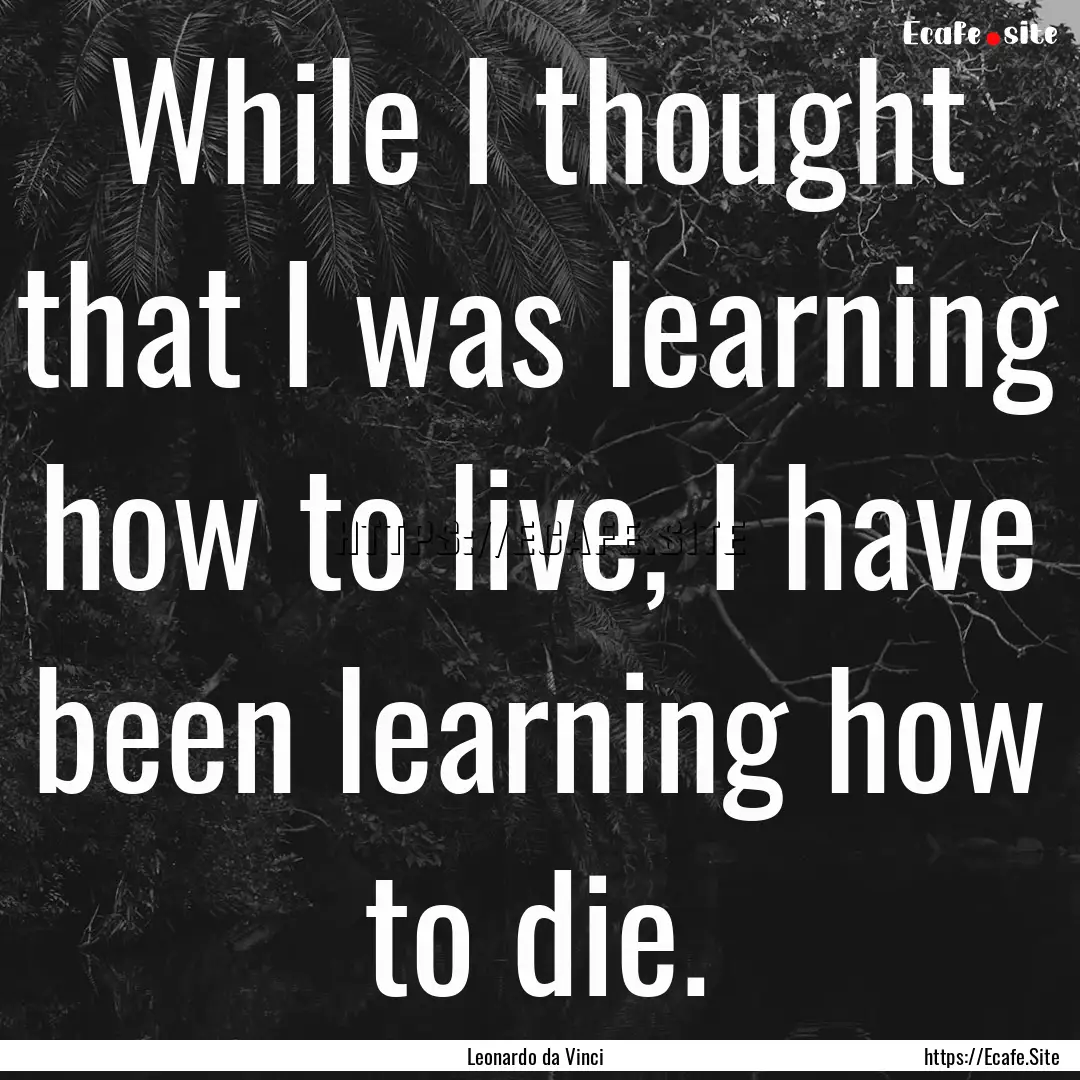 While I thought that I was learning how to.... : Quote by Leonardo da Vinci