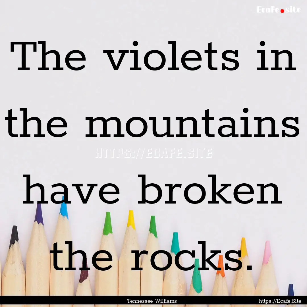 The violets in the mountains have broken.... : Quote by Tennessee Williams