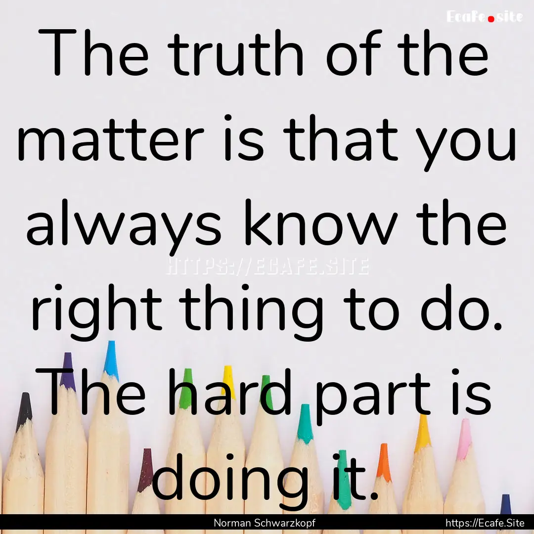 The truth of the matter is that you always.... : Quote by Norman Schwarzkopf