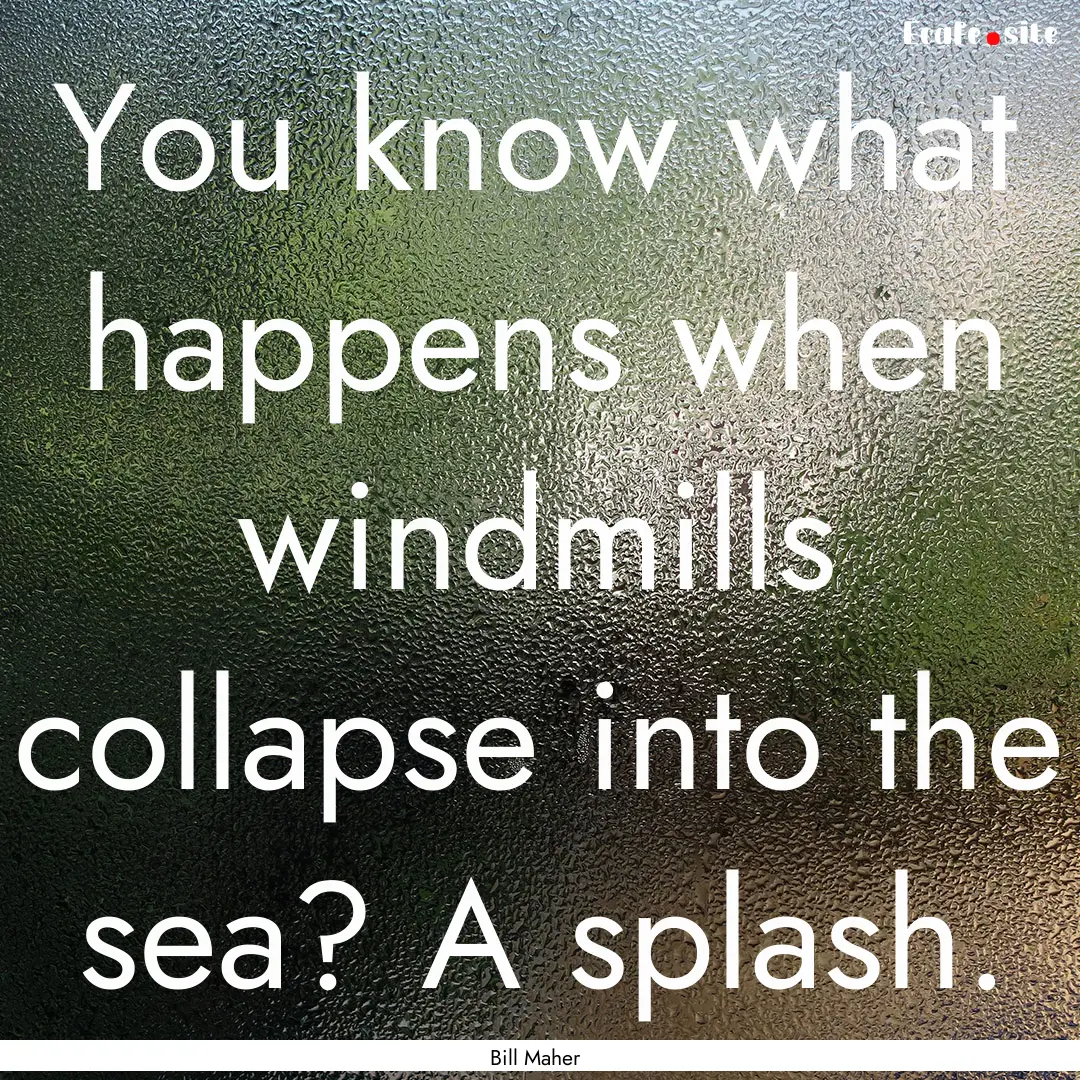 You know what happens when windmills collapse.... : Quote by Bill Maher