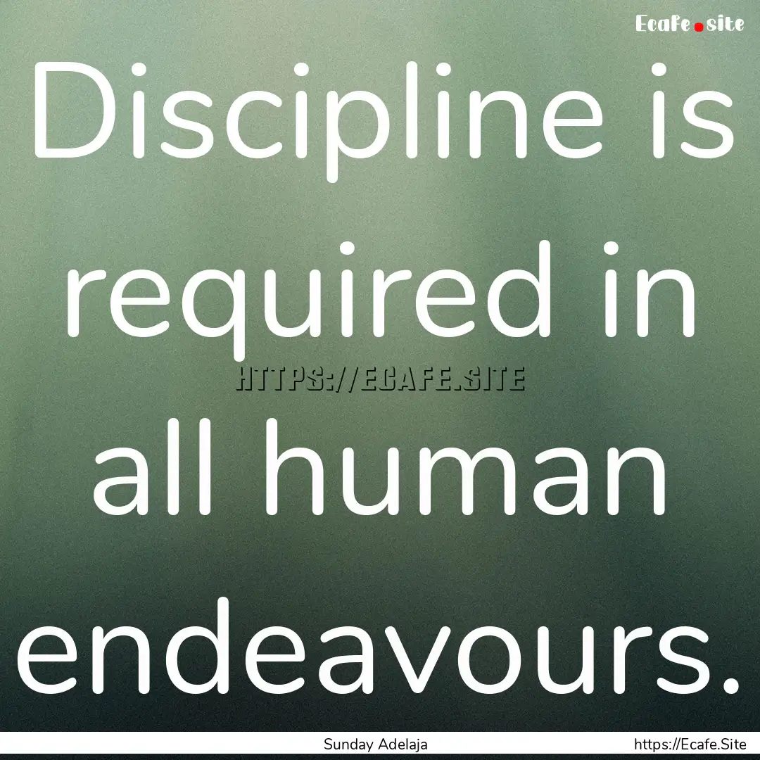 Discipline is required in all human endeavours..... : Quote by Sunday Adelaja