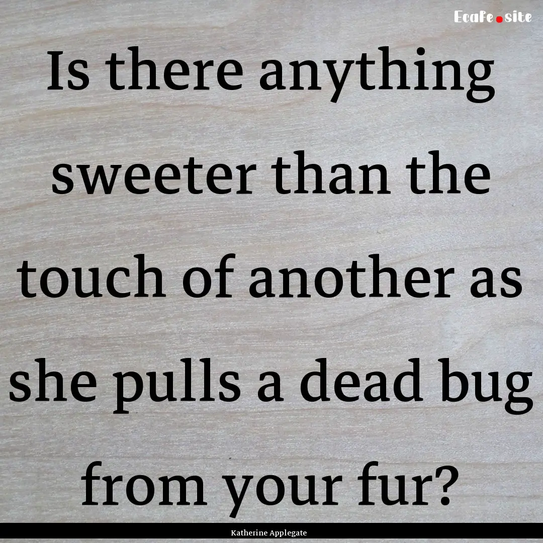 Is there anything sweeter than the touch.... : Quote by Katherine Applegate