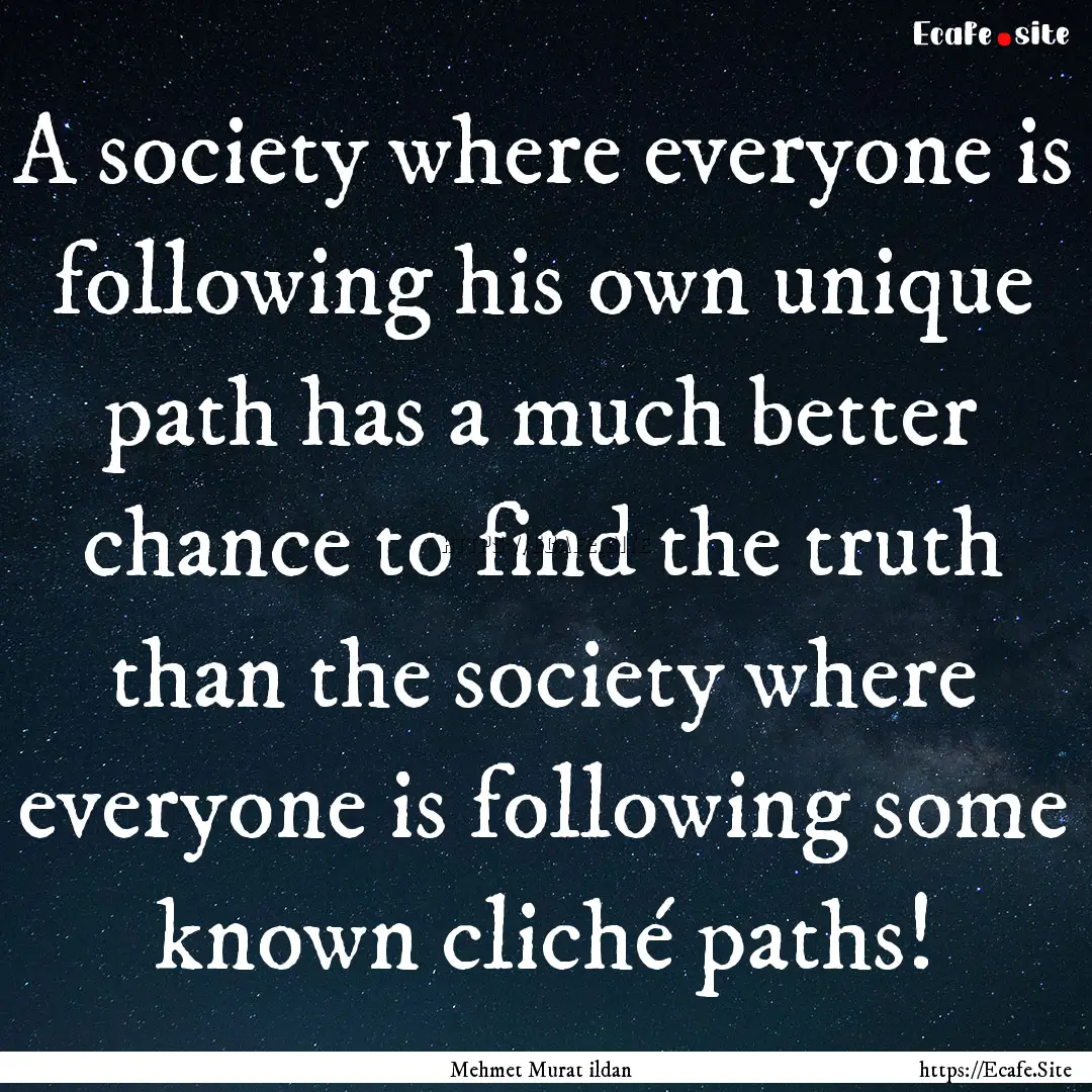 A society where everyone is following his.... : Quote by Mehmet Murat ildan