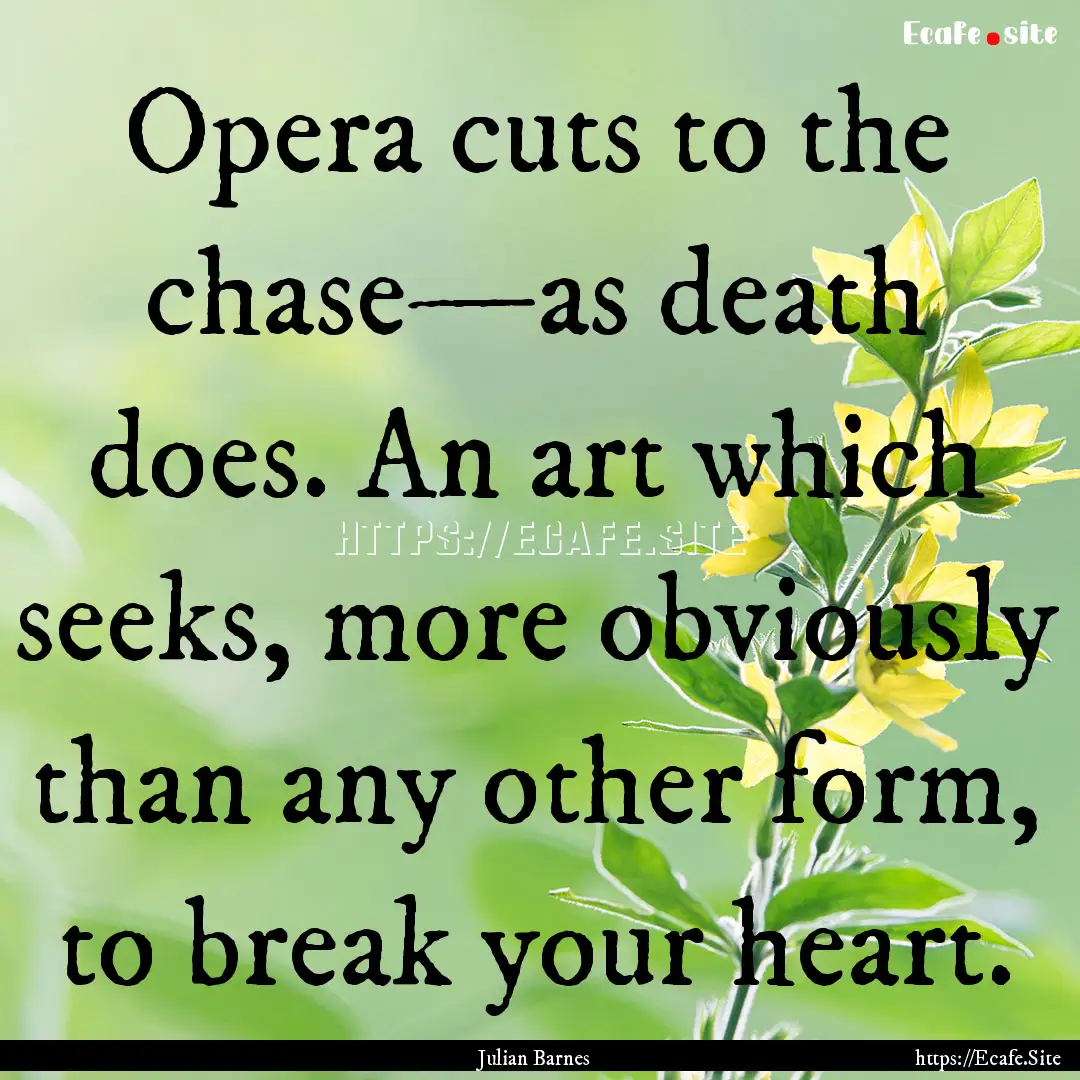 Opera cuts to the chase—as death does..... : Quote by Julian Barnes