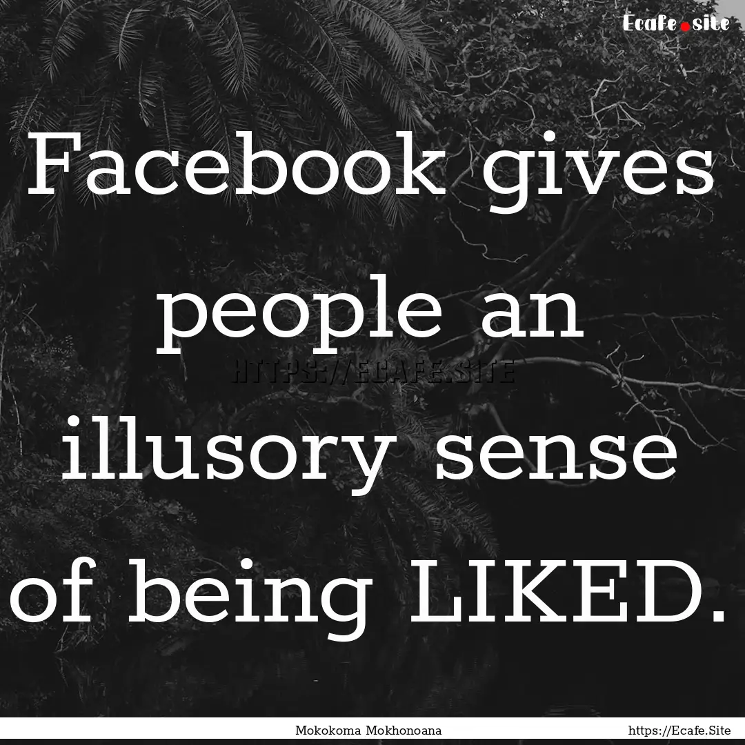 Facebook gives people an illusory sense of.... : Quote by Mokokoma Mokhonoana