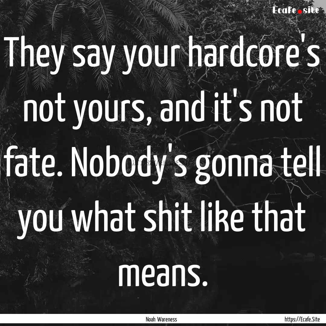 They say your hardcore's not yours, and it's.... : Quote by Noah Wareness