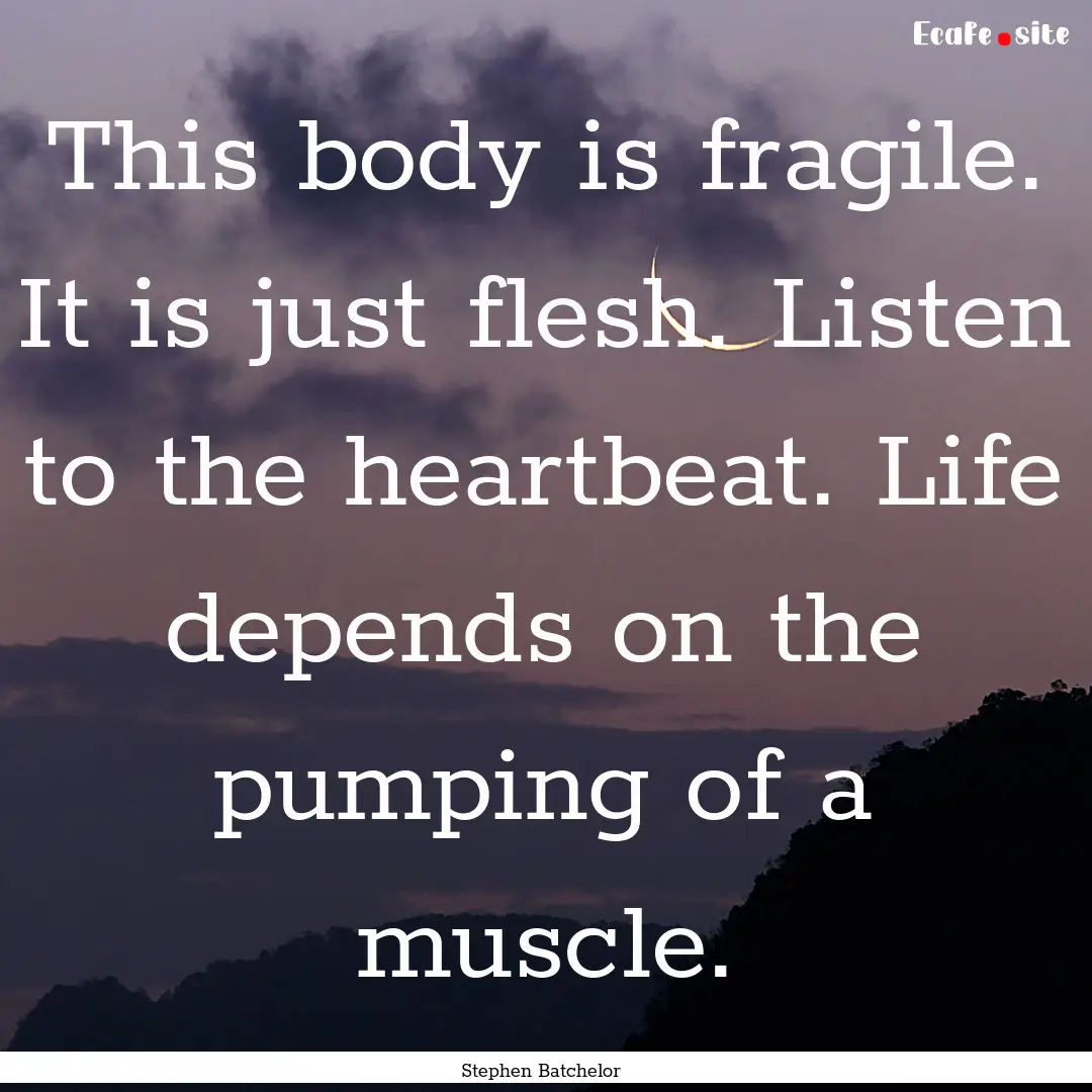 This body is fragile. It is just flesh. Listen.... : Quote by Stephen Batchelor