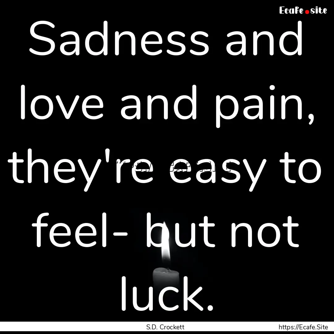 Sadness and love and pain, they're easy to.... : Quote by S.D. Crockett