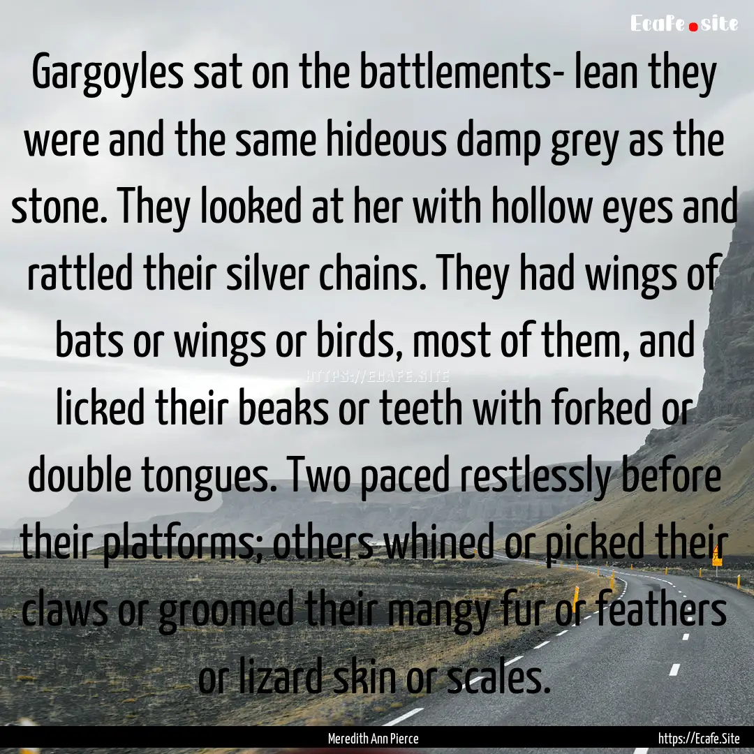 Gargoyles sat on the battlements- lean they.... : Quote by Meredith Ann Pierce