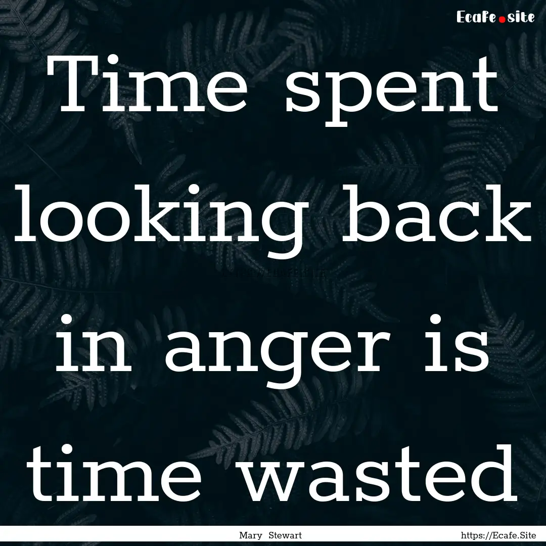 Time spent looking back in anger is time.... : Quote by Mary Stewart