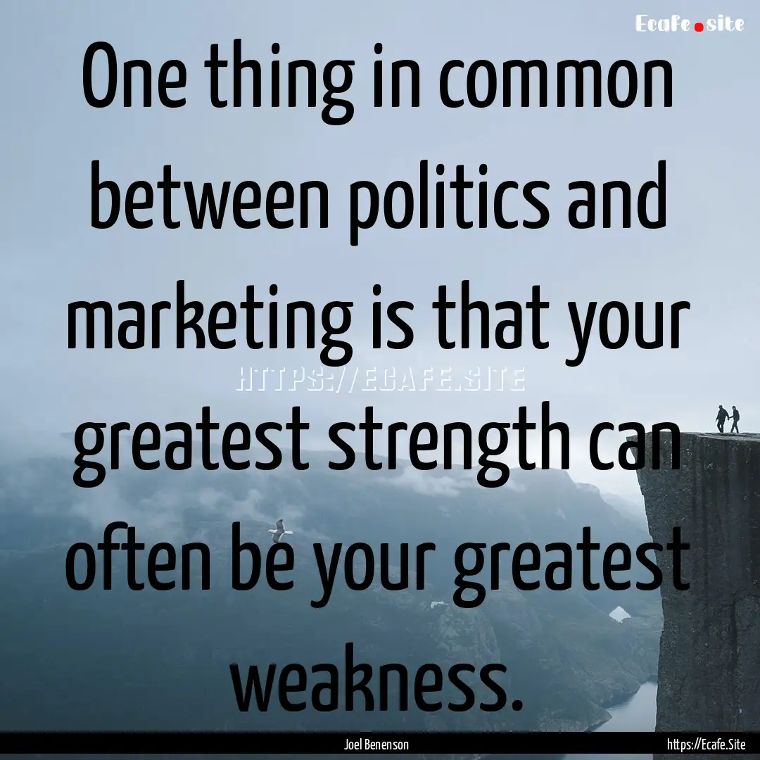 One thing in common between politics and.... : Quote by Joel Benenson