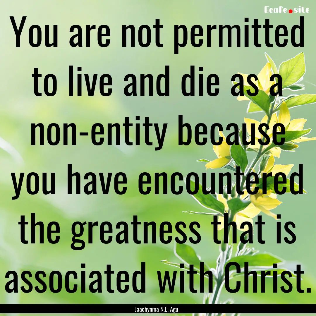 You are not permitted to live and die as.... : Quote by Jaachynma N.E. Agu