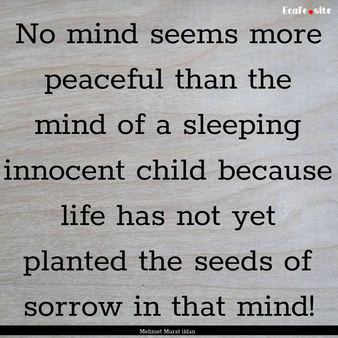 No mind seems more peaceful than the mind.... : Quote by Mehmet Murat ildan