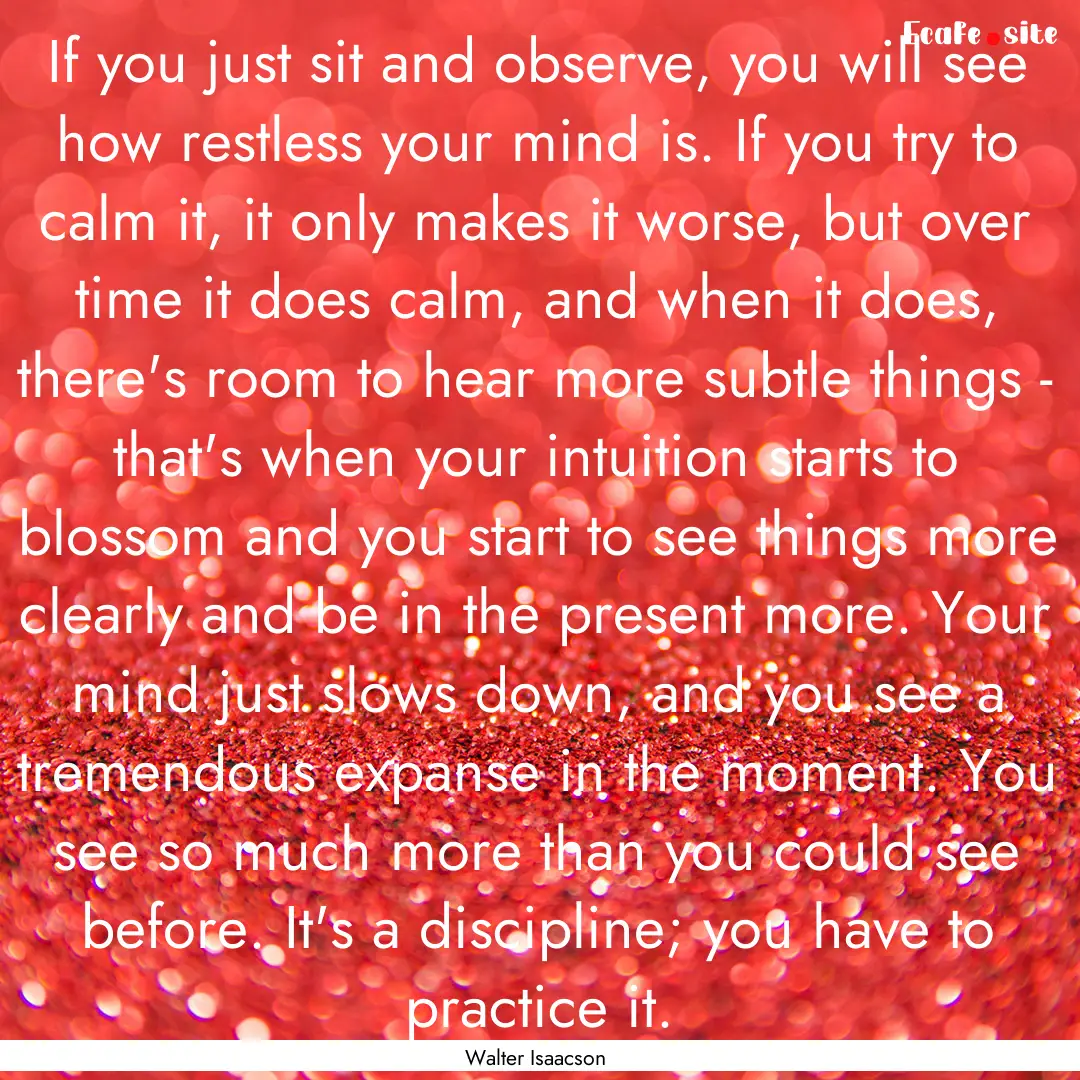 If you just sit and observe, you will see.... : Quote by Walter Isaacson