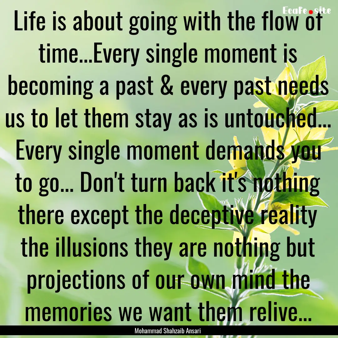 Life is about going with the flow of time...Every.... : Quote by Mohammad Shahzaib Ansari