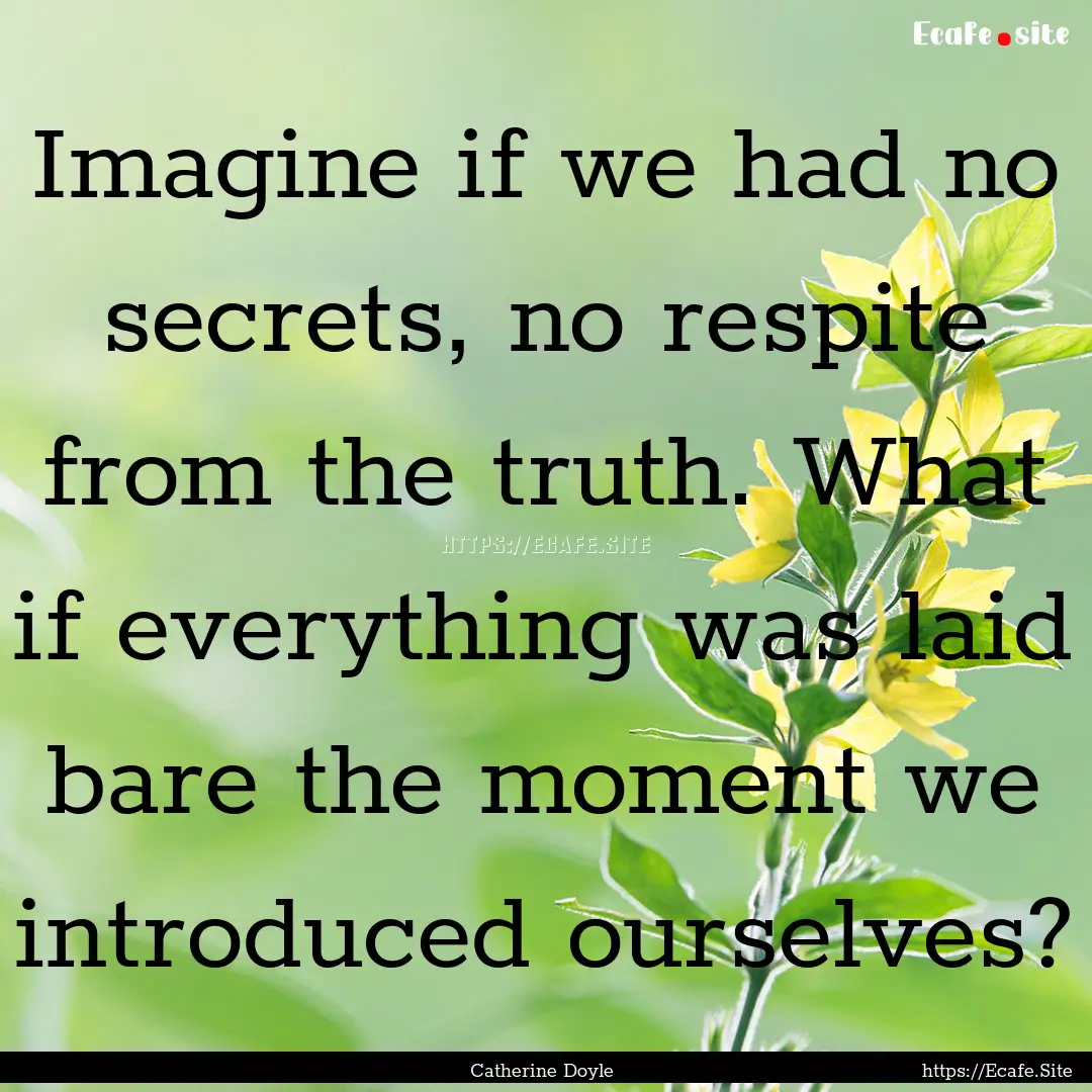 Imagine if we had no secrets, no respite.... : Quote by Catherine Doyle