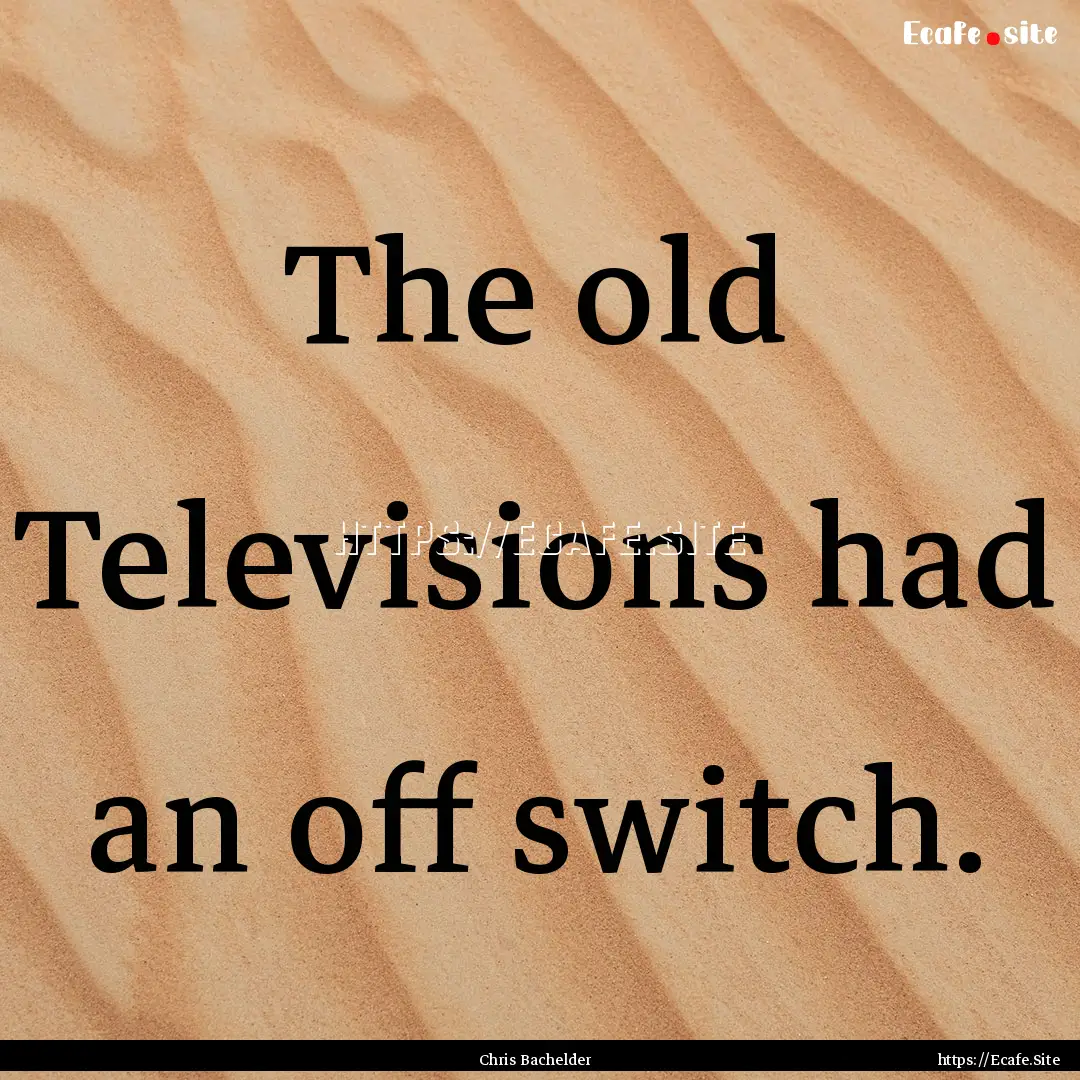 The old Televisions had an off switch. : Quote by Chris Bachelder