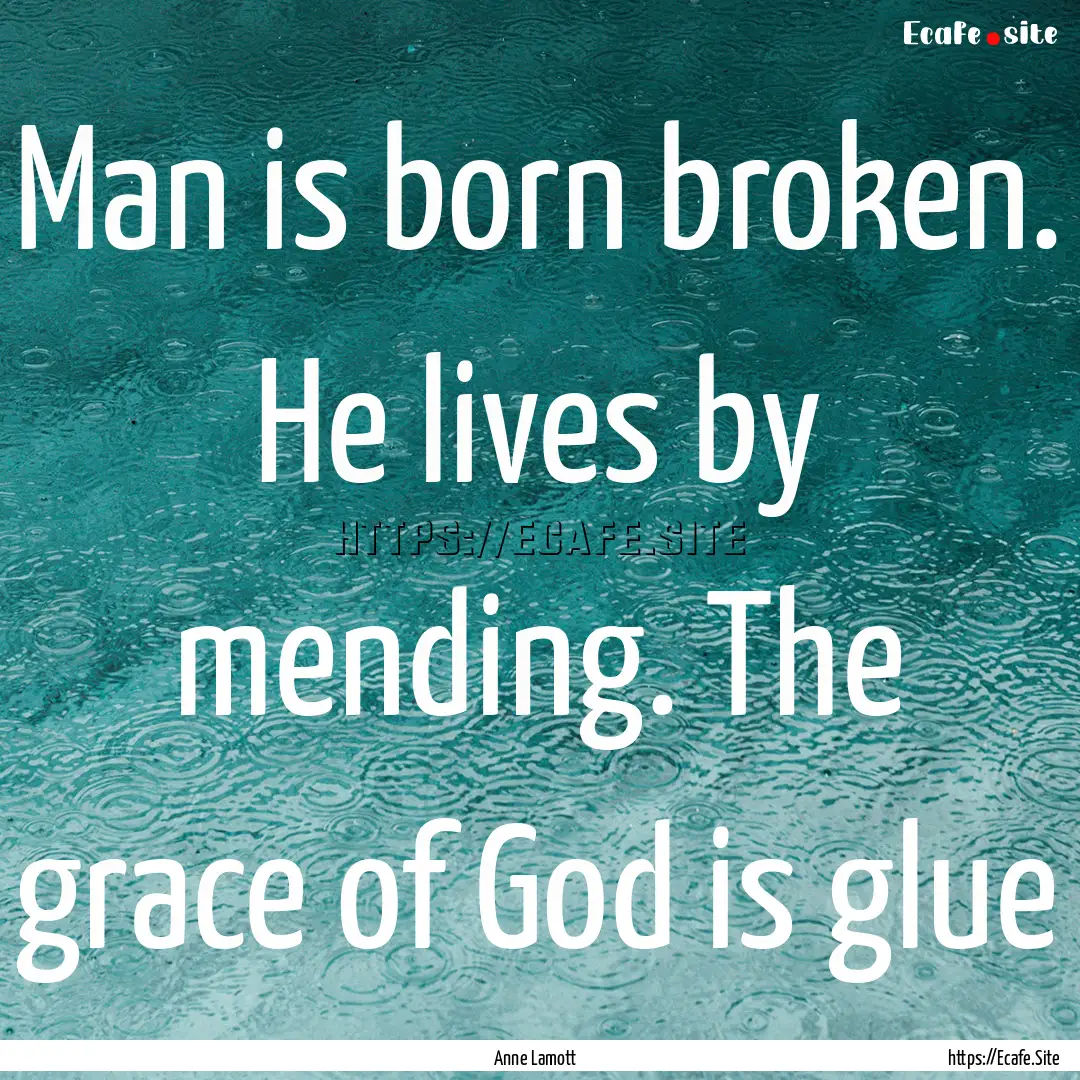 Man is born broken. He lives by mending..... : Quote by Anne Lamott