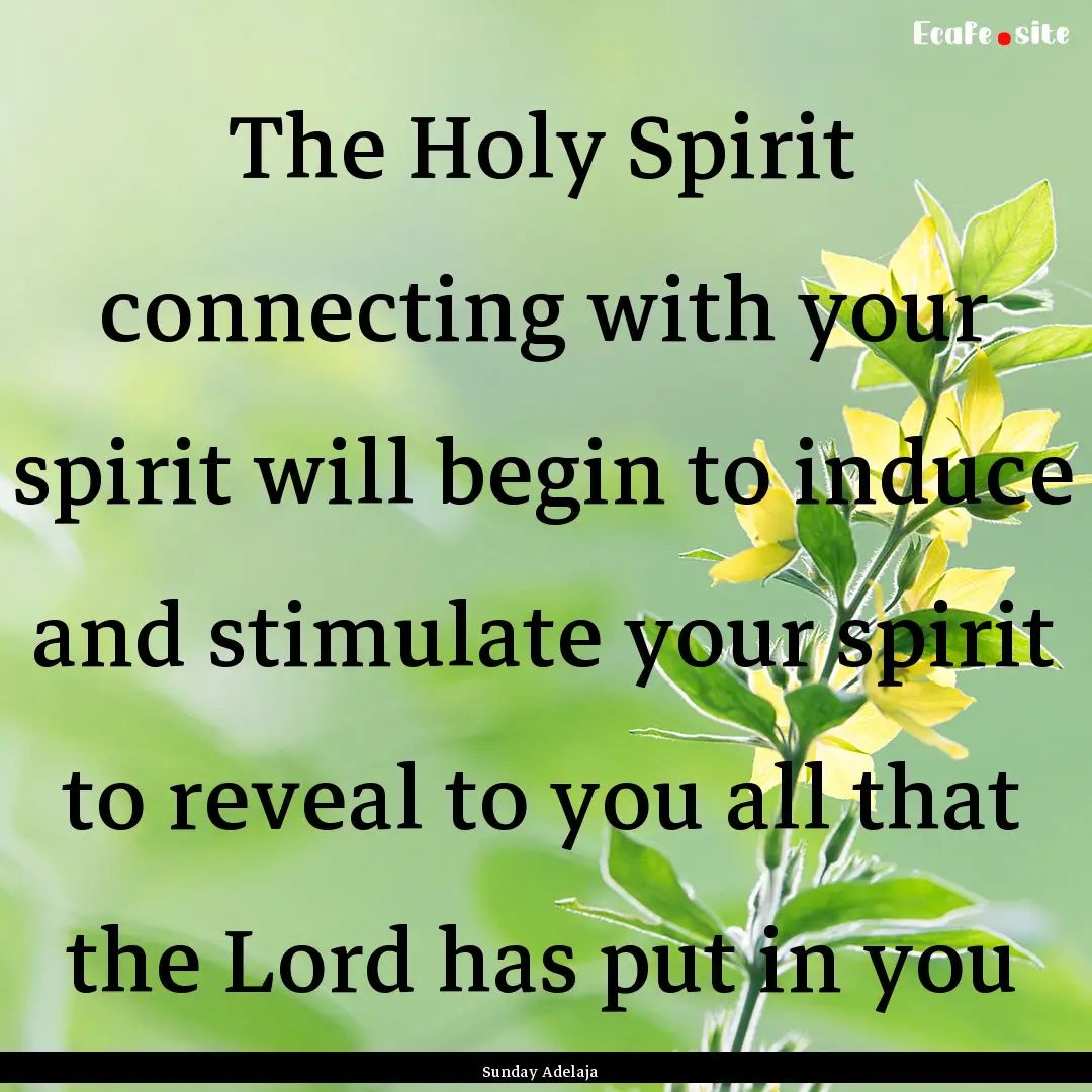 The Holy Spirit connecting with your spirit.... : Quote by Sunday Adelaja