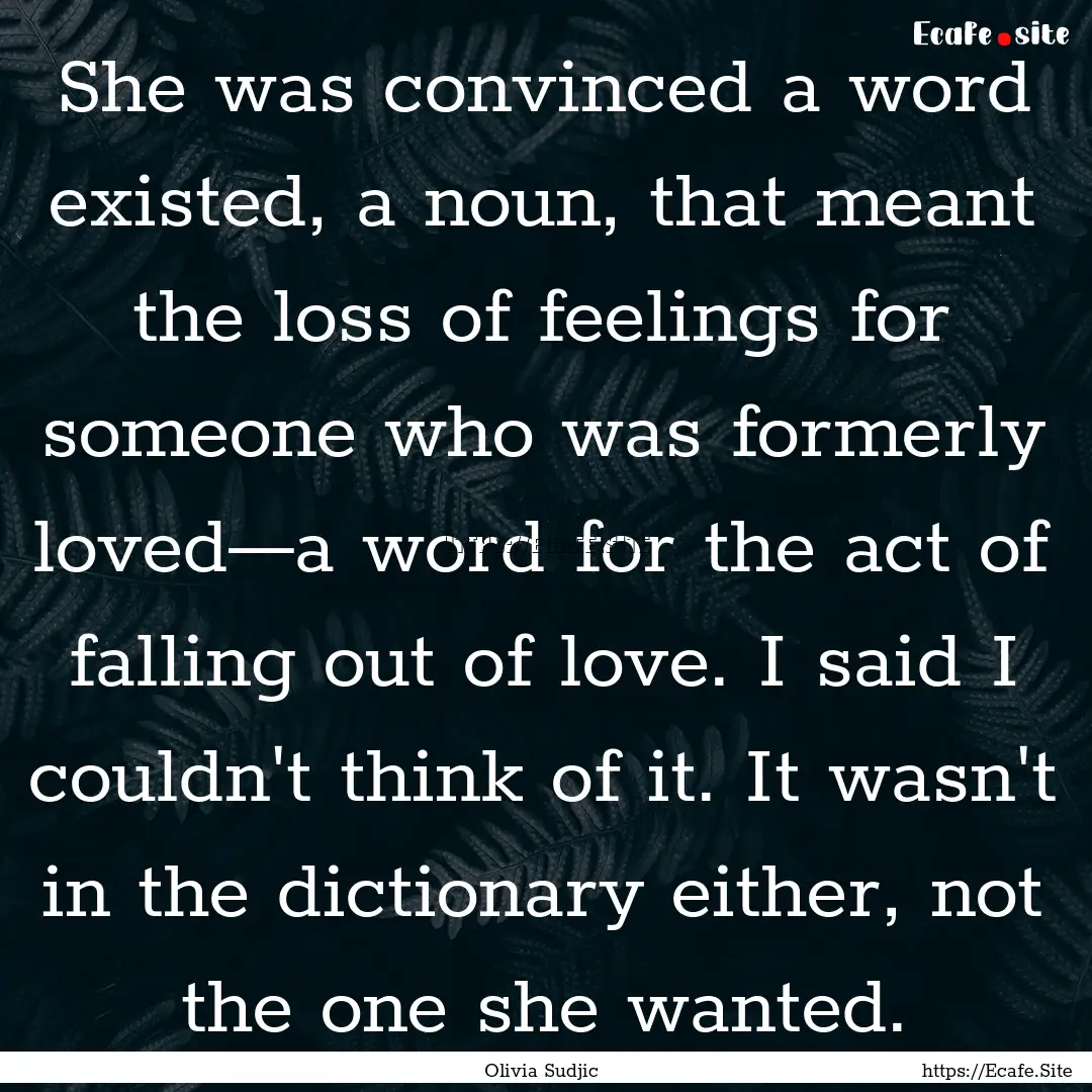 She was convinced a word existed, a noun,.... : Quote by Olivia Sudjic